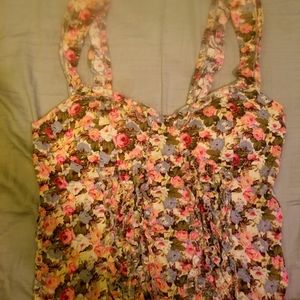 Floral synched tank crop top